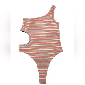 Wild Fable Orange and White Bodysuit Asymmetrical Design